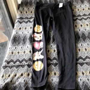 Justice 10 - black athletic leggings emoji 🐶🦄 ♥️ 😊